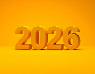 Bold 3D Yellow Numbers 2026 Displayed on a Bright Yellow Background year new year