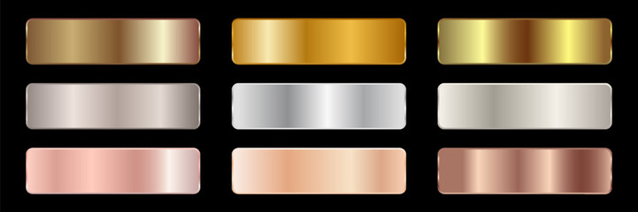 Collection of gold silver bronze and rose gold gradient texture background vector © Rohmatul