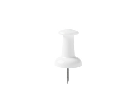 A single white push pin on a clean white background