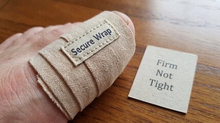 Finger injured with secure wrap broken toe conceptual photo