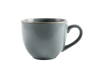 A simple gray coffee cup placed on a white background