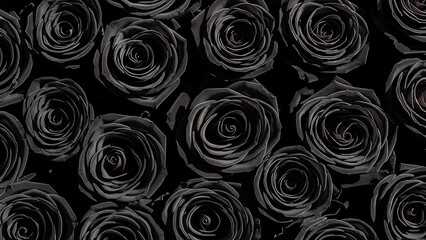 Black and white roses pattern seamless texture for romantic design projects