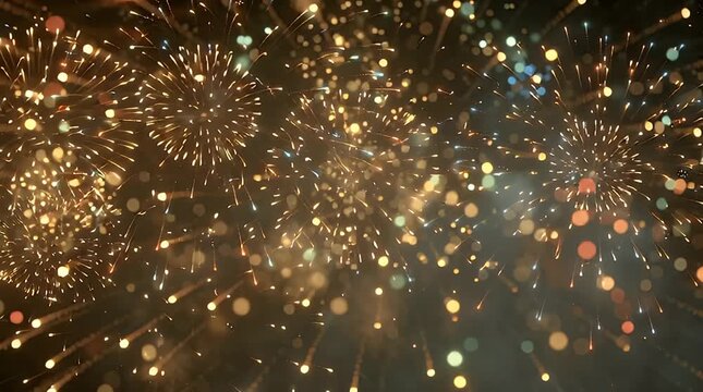 Abstract Defocused Colorful Fireworks Bokeh Bursting Video.