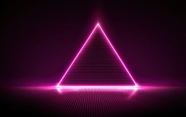 Neon pink triangle illuminated against dark background digital illustration