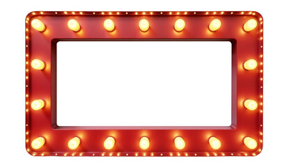 Empty rectangular lamp frame with light bulb isolated on transparent background