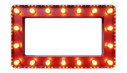 Empty rectangular lamp frame with light bulb isolated on transparent background