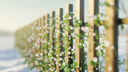 Golden hour garden view, Rustic ambiance captured with sunlight through climbing plants