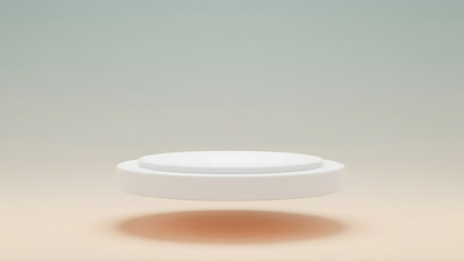 Fototapeta premium A floating circular podium on a smooth gradient background with soft shadows. Perfect for modern product launches, tech or beauty branding visuals.