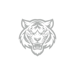 Fototapeta premium Tiger Mascot Logo Grey Monochrome Style
