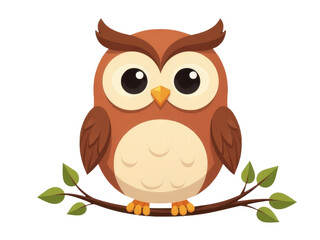 Obraz premium A colorful illustration of an owl perched on a branch, great for kids' educational materials or whimsical designs