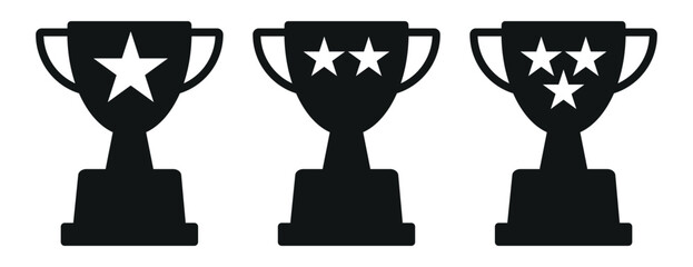 Cup winner and ribbon creative icon vector illustration. Award winner golden Tropy design. Champion sign. Tropy cup icon vector design template.