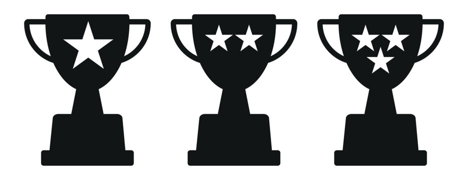 Cup winner and ribbon creative icon vector illustration. Award winner golden Tropy design. Champion sign. Tropy cup icon vector design template.