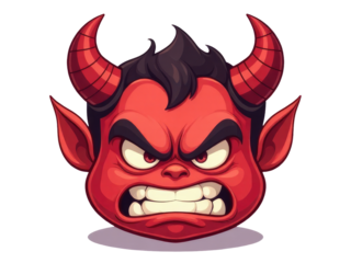 A  illustration of a devil with horns and tail, ideal for use in designs related to Halloween or fantasy themes