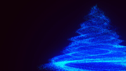 The illustration depicts an abstract figure resembling a tornado, created from numerous bright blue particles. Vortex. Cyclone