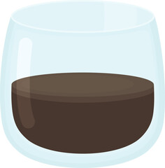 Glass cup with espresso coffee. Transparent mug with beverage isolated on white background.