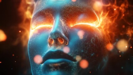 Abstract cosmic energy emanating from a serene face embodying digital awareness and futuristic - Powered by Adobe