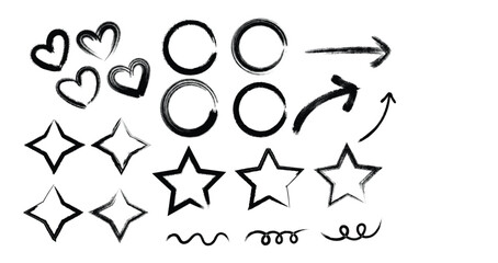 Hand drawn shapes and symbols