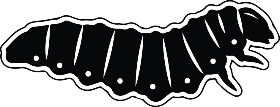 Silhouette Detailed Caterpillar Bug Pest Insect Larva Grub Nature Animal Outline Design Vector Illustration