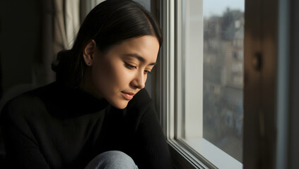 Person Sitting by Window Thinking