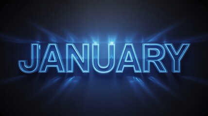 Glowing January Neon Blue Typography Header for Winter Calendar Events and Monthly Planning Professional Background