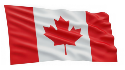 Canadian flag with maple leaf on a transparent background