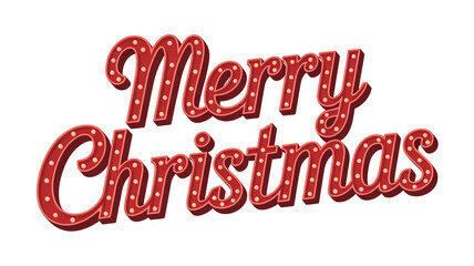Red 3 D Text Sign with Polka Dots Saying Merry Christmas in Retro Style 1