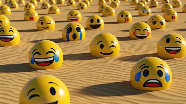 Emoji Balls on Wooden Floor - Powered by Adobe