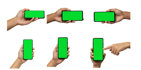 Hands Holding Green Smartphones
