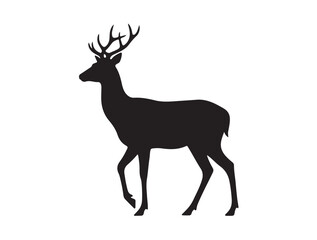 Fototapeta premium Smooth Side-View Deer Figure in Silhouette white background.
