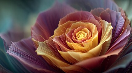 abstract flower with yellow and purple petals