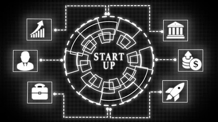 START UP - Application Programming Interface. Software development tool. Business, modern technology, internet and networking concept. digital Hud animation cyber security data protection business - Powered by Adobe