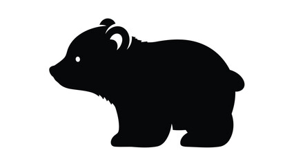 Cute Baby Bear Cub Silhouette Icon Isolated on White Background