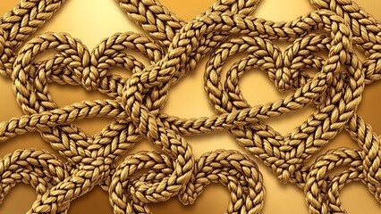 Intricate gold rope patterns create a luxurious and textured background with looping designs