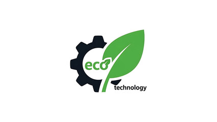 Eco-friendly technology concept with gear and leaf symbolizing sustainable innovation