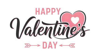 Obraz premium Valentines day greeting with heart and arrow on white background for love and romance