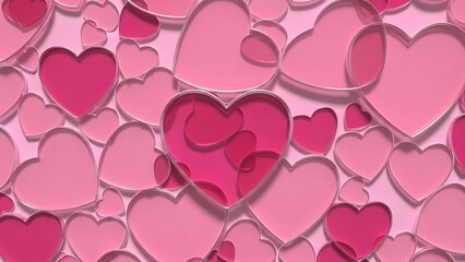 A beautiful background of layered pink hearts creating a romantic and loving visual effect