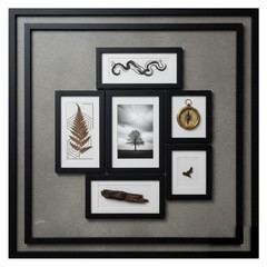 Modern Black Gallery Wall Frame Set with Nature and Compass Art Prints