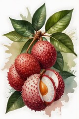 Sliced lychee revealing its juicy interior