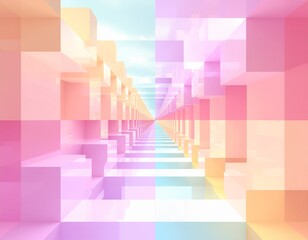 Pastel Geometric Tunnel Pixel Art Style Abstract Background