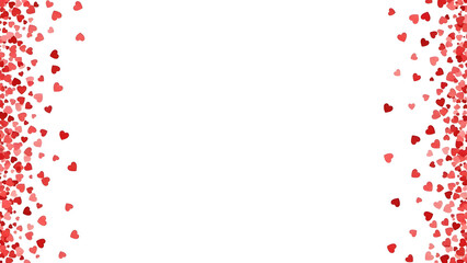 White background with red hearts flying in from the sides