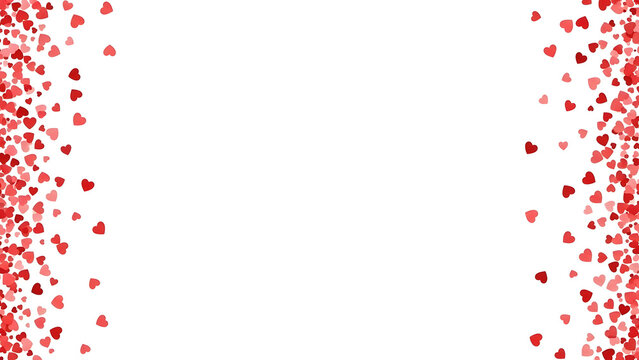 White background with red hearts flying in from the sides - Powered by Adobe