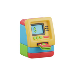 Colorful Toy Cash Register with Dollar Sign.