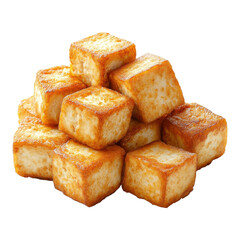 Tofu cubes stacked for easy serving and cooking on transparent background