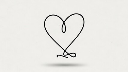 A simple hand drawn heart outline with a flowing continuous line on a plain background