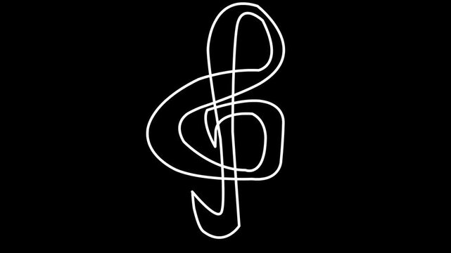 A treble clef and musical transition filling the space on a black background.