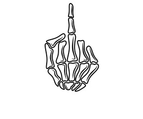 Middle finger skeleton design vector on white background, skeleton hand middle finger image,middle finger skeleton design illustration 
