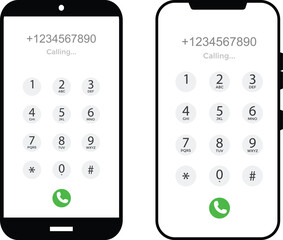 Phone Dialer Interface Icons. Number pad graphic design. Mobile call buttons symbols. Communication and app software signs  © Sultana Design