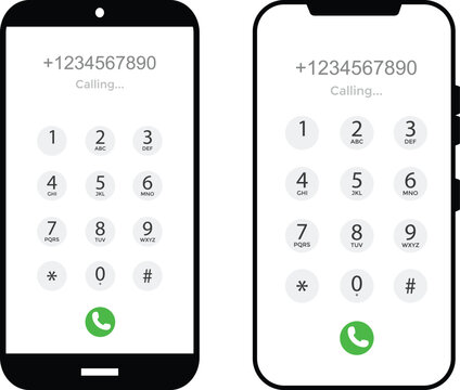 Phone Dialer Interface Icons. Number pad graphic design. Mobile call buttons symbols. Communication and app software signs
