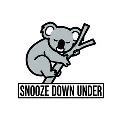 Cute koala sleeping on eucalyptus branch Snooze Down Under Australia Day humor design