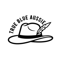 True Blue Aussie Akubra hat with feather Australian icon Australia Day patriotic badge